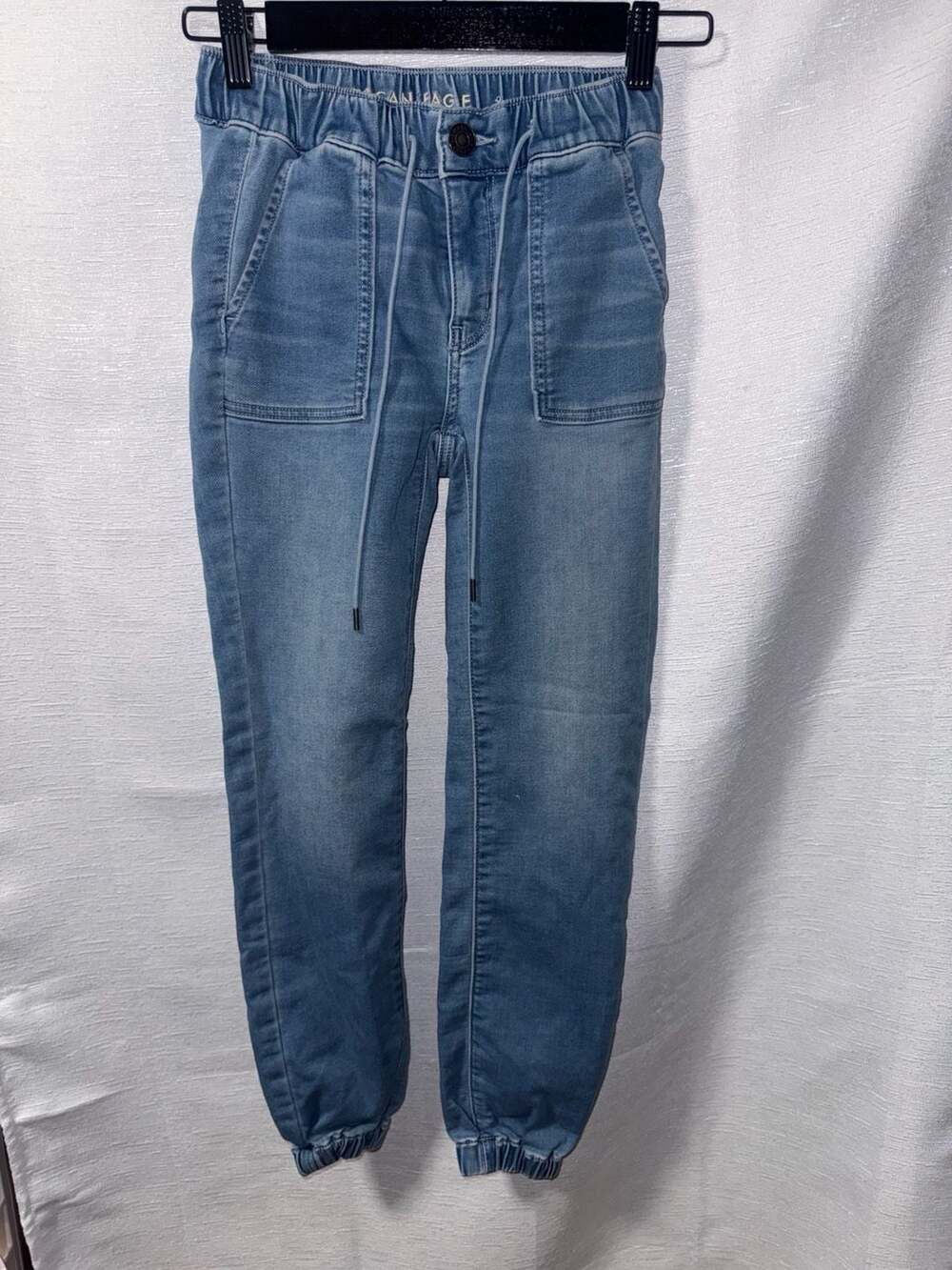 American Eagle Women's Soft Knit Denim Jogger Pants Size 000 Short